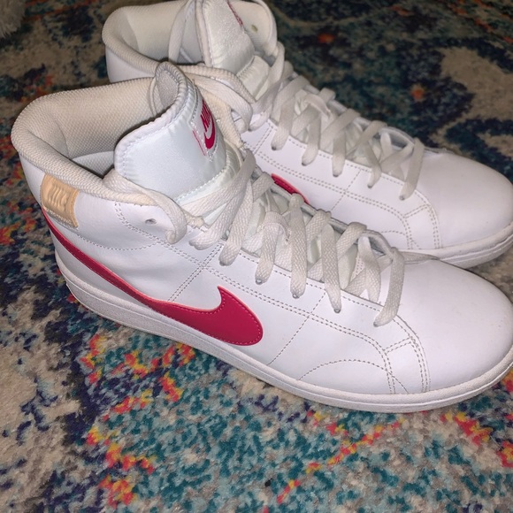 Nike White and Pink High-Top Sneakers - Picture 1 of 4